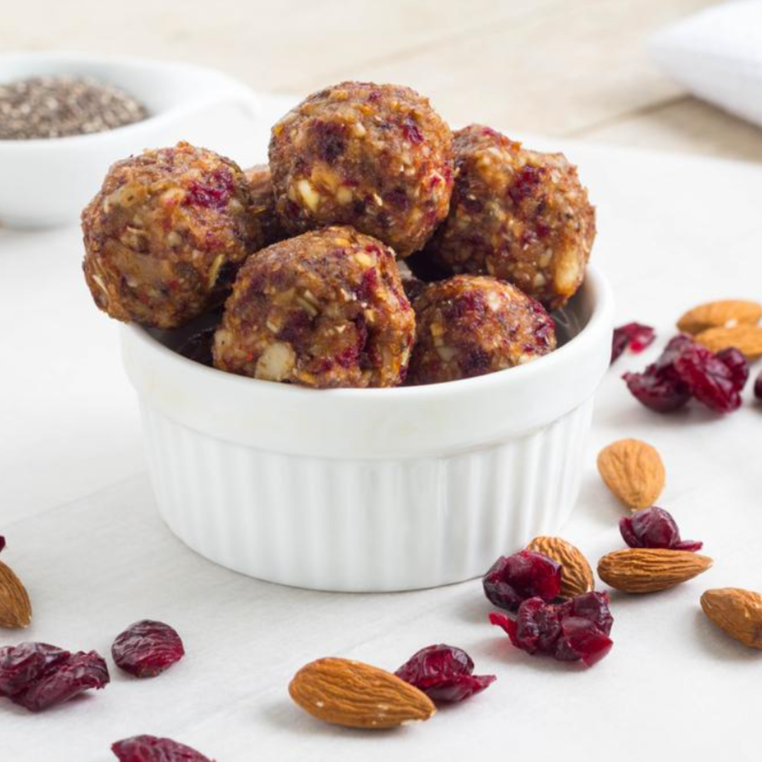Coconut Butter, Date & Cranberry Energy Balls