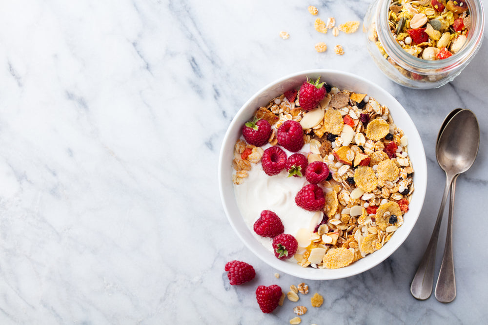 Raspberry Topped Bran Flakes