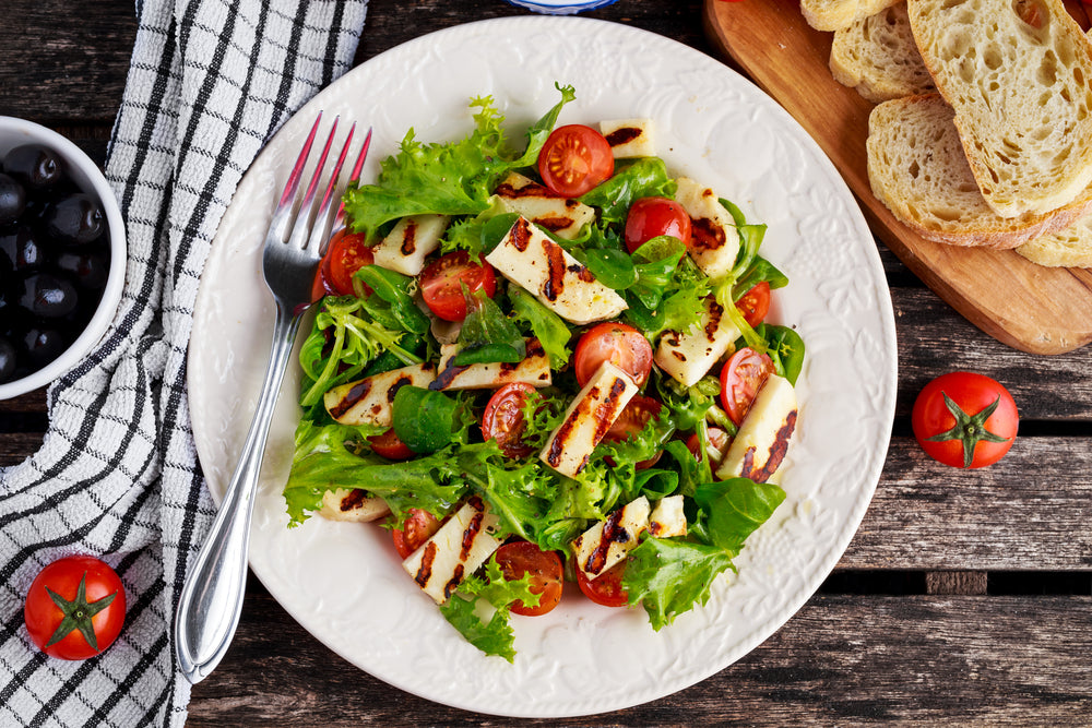 Greek Salad With Parsley & Halloumi
