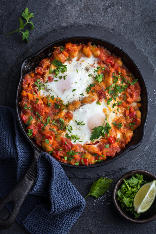 Saucy Bean Baked Eggs